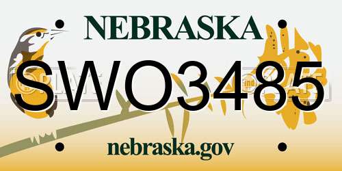 SWO3485 Nebraska License Plate