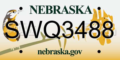 SWQ3488 Nebraska License Plate