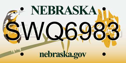 SWQ6983 Nebraska License Plate