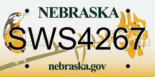 SWS4267 Nebraska License Plate