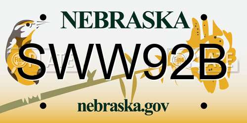 SWW92B Nebraska License Plate