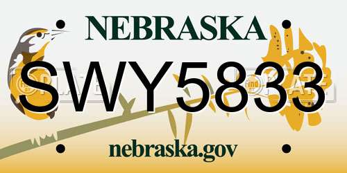 SWY5833 Nebraska License Plate