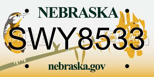 SWY8533 Nebraska License Plate
