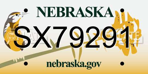 SX79291 Nebraska License Plate