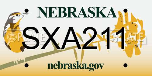 SXA211 Nebraska License Plate