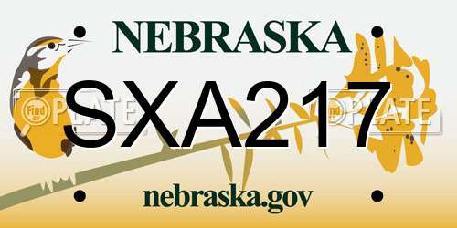 SXA217 Nebraska License Plate