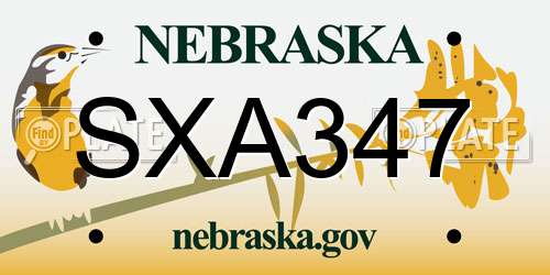 SXA347 Nebraska License Plate