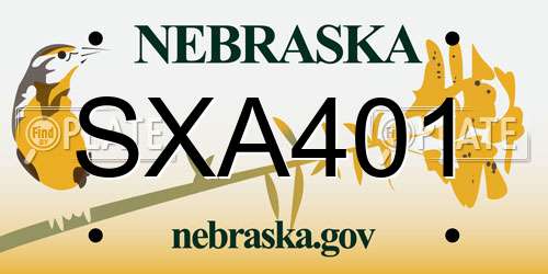 SXA401 Nebraska License Plate
