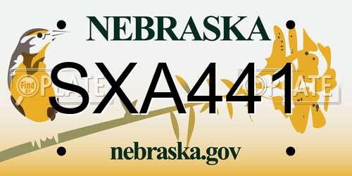 SXA441 Nebraska License Plate