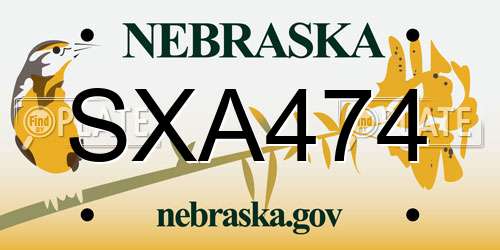 SXA474 Nebraska License Plate