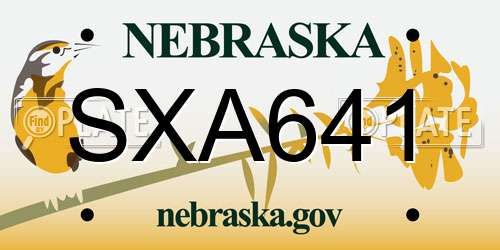 SXA641 Nebraska License Plate