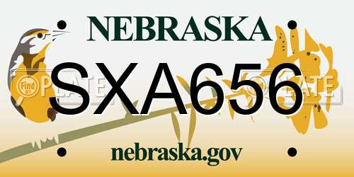 SXA656 Nebraska License Plate