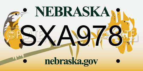 SXA978 Nebraska License Plate