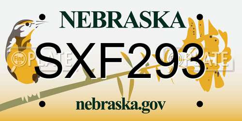 SXF293 Nebraska License Plate