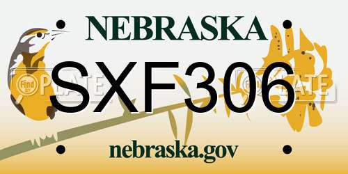 SXF306 Nebraska License Plate
