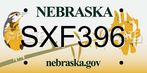 SXF396 Nebraska License Plate
