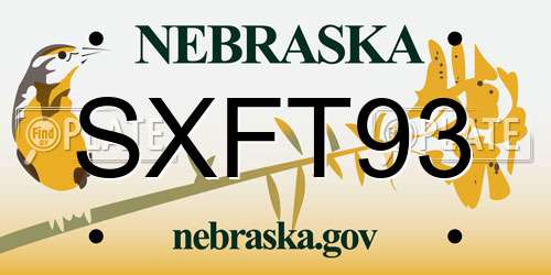 SXFT93 Nebraska License Plate