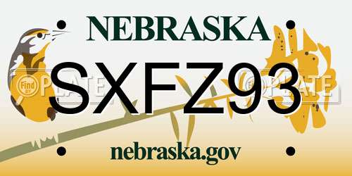 SXFZ93 Nebraska License Plate