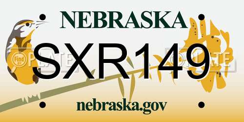 SXR149 Nebraska License Plate