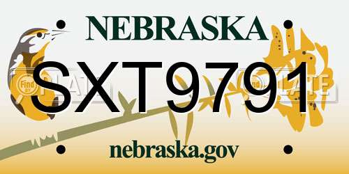 SXT9791 Nebraska License Plate