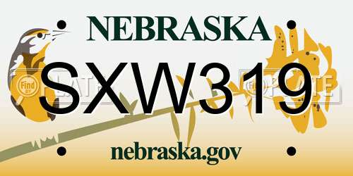 SXW319 Nebraska License Plate