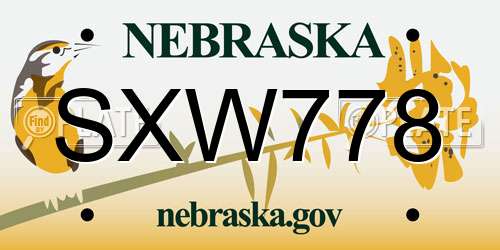 SXW778 Nebraska License Plate