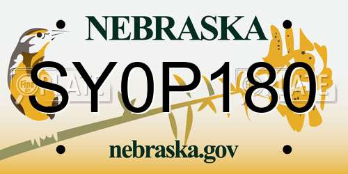 SY0P180 Nebraska License Plate