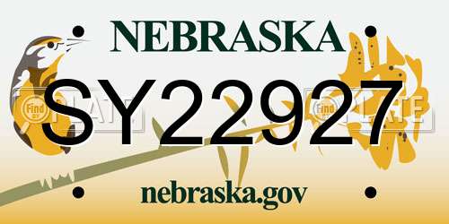 SY22927 Nebraska License Plate