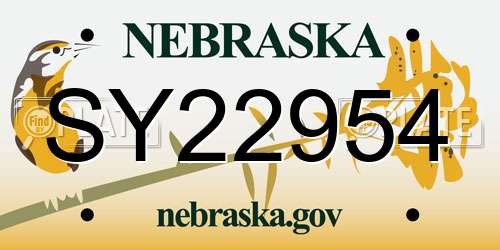 SY22954 Nebraska License Plate