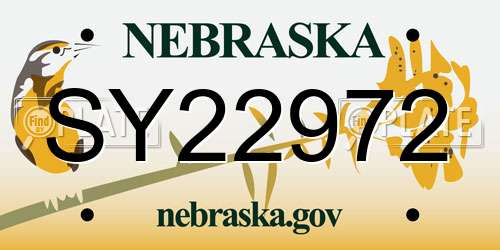 SY22972 Nebraska License Plate
