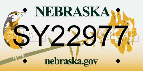 SY22977 Nebraska License Plate