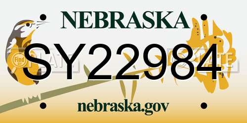 SY22984 Nebraska License Plate