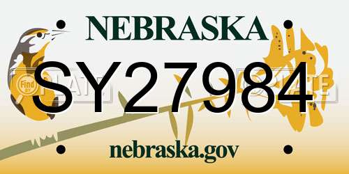 SY27984 Nebraska License Plate