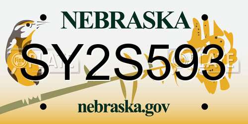 SY2S593 Nebraska License Plate