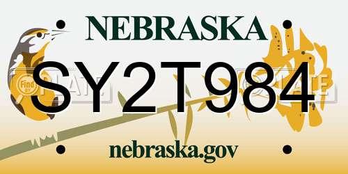 SY2T984 Nebraska License Plate