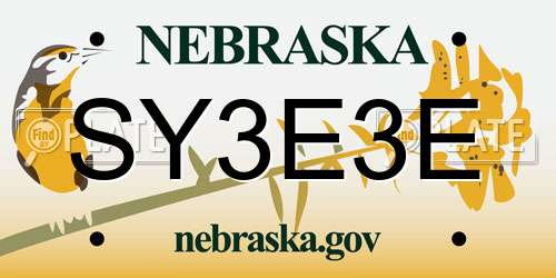 SY3E3E Nebraska License Plate