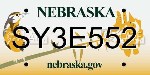SY3E552 Nebraska License Plate