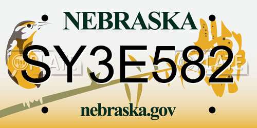SY3E582 Nebraska License Plate