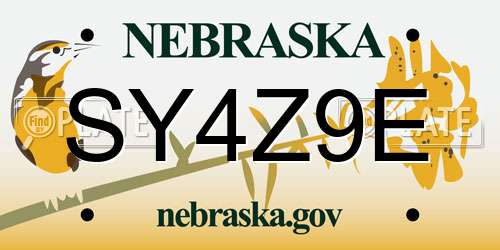 SY4Z9E Nebraska License Plate