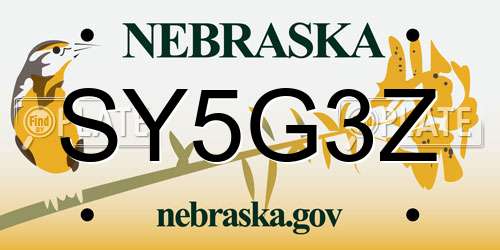 SY5G3Z Nebraska License Plate