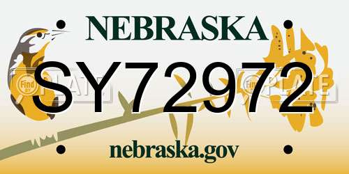 SY72972 Nebraska License Plate