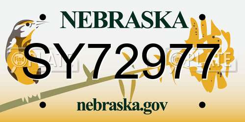 SY72977 Nebraska License Plate