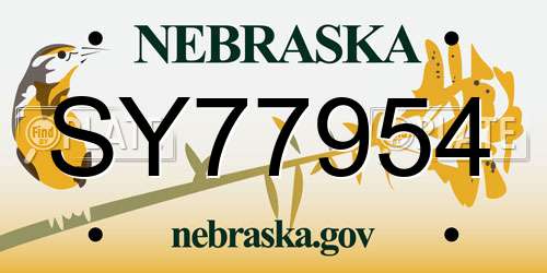 SY77954 Nebraska License Plate