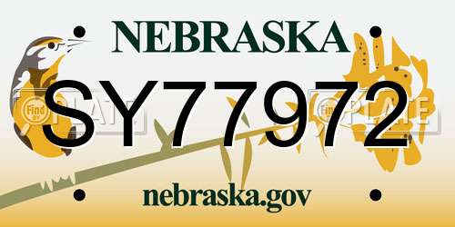 SY77972 Nebraska License Plate
