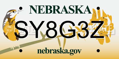 SY8G3Z Nebraska License Plate