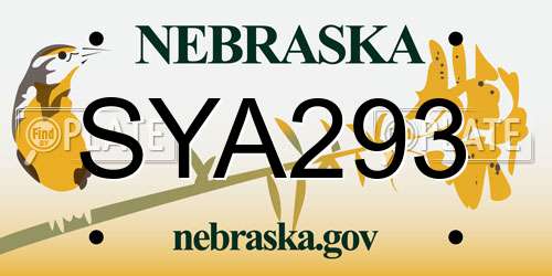 SYA293 Nebraska License Plate