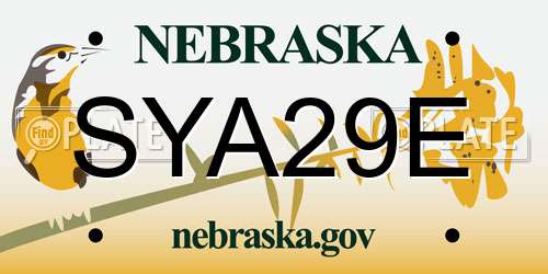 SYA29E Nebraska License Plate