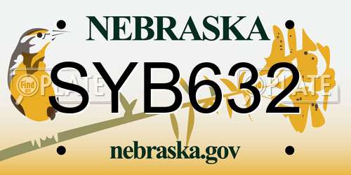 SYB632 Nebraska License Plate