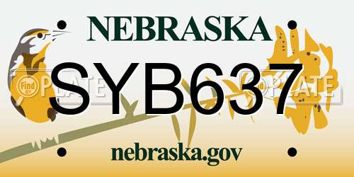 SYB637 Nebraska License Plate