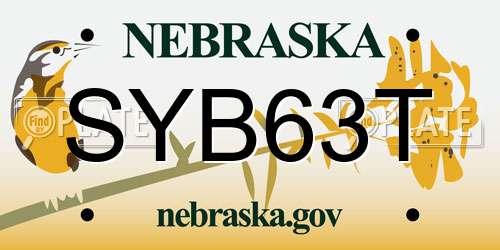 SYB63T Nebraska License Plate